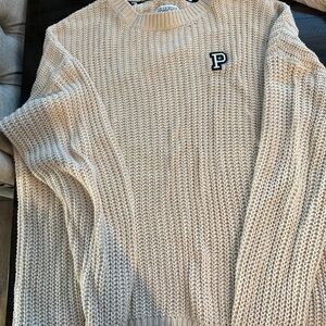 Forenza Cream Crewneck Sweater with Chunky Knit and Relaxed Fit